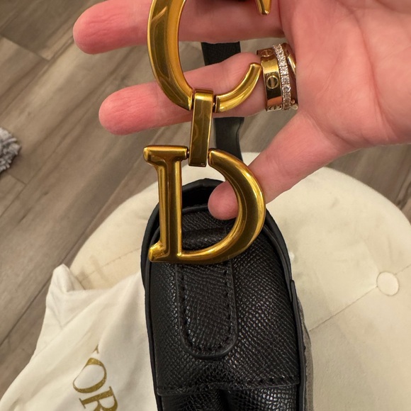 Dior Black Saddle Bag with Gold Details - Picture 7 of 8